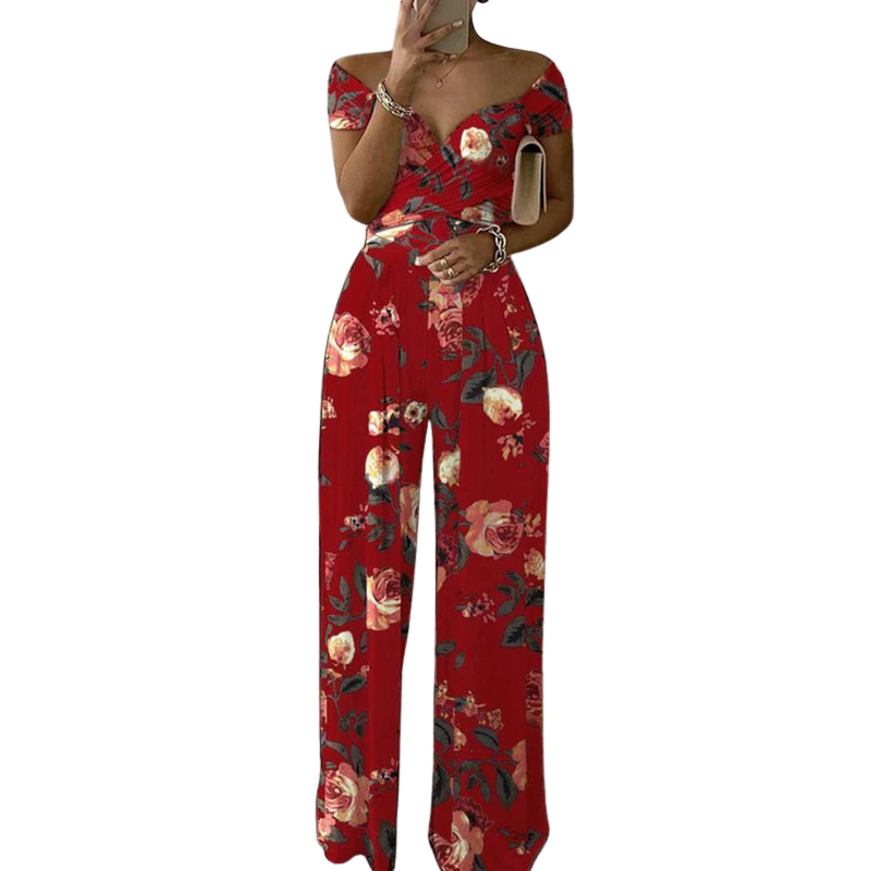 Chyna™ | Bloemen off shoulder wrap jumpsuit