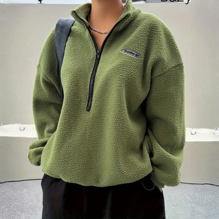 Avalanna™ | Comfy fuzzy half zip lange mouwen sweatshirt