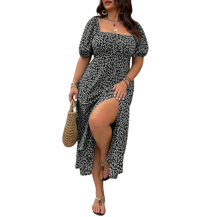 Serene™ | Elegante plus size tie front bloemenjurk