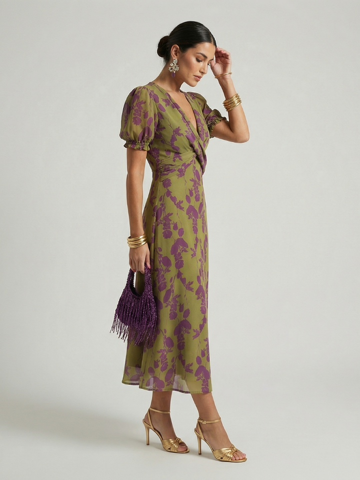 Virel | Relaxte bloemen midi jurk