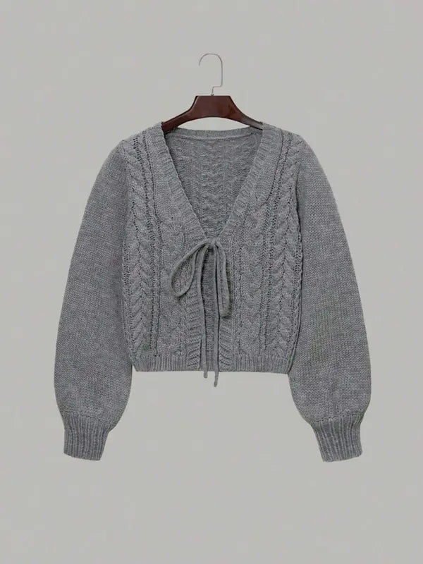 Alicia™ | Casual drop shoulder lange mouwen vest tie front V-hals knitwear