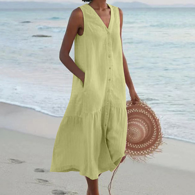 Thalia | Elegante zonder mouwen tummy-coverage midi jurk