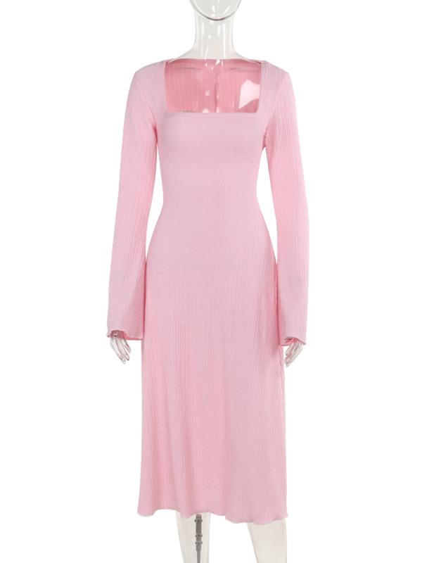Erin™ | Sophisticated lace-up tie back flounce sleeve a-line long jurk