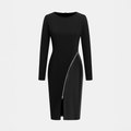 Charene™ | Dames effen kleur pu leather patchwork zipper bodycon jurk
