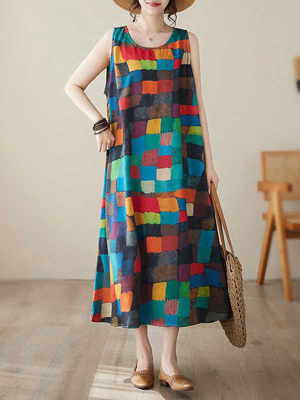 Belle | Jurk with colourful squares