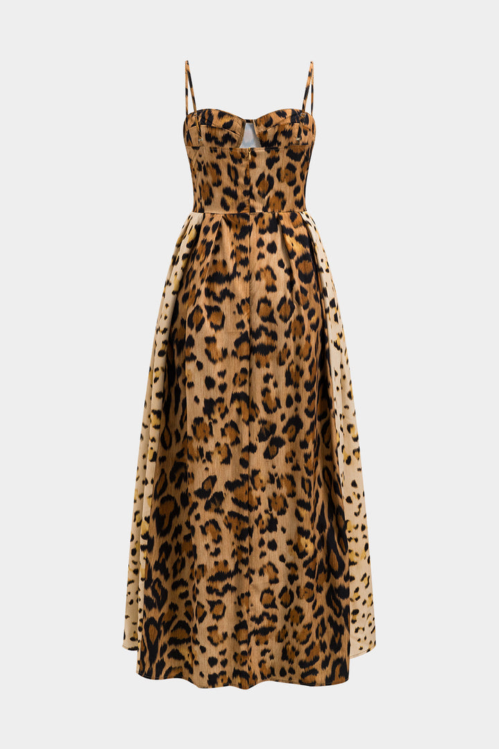 Bianca™ | Bold leopard print midi jurk