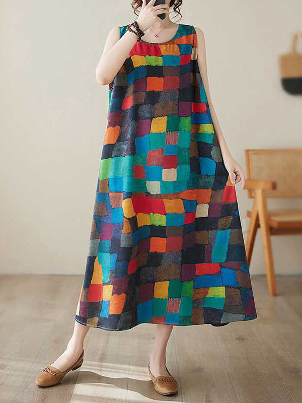 Belle | Jurk with colourful squares