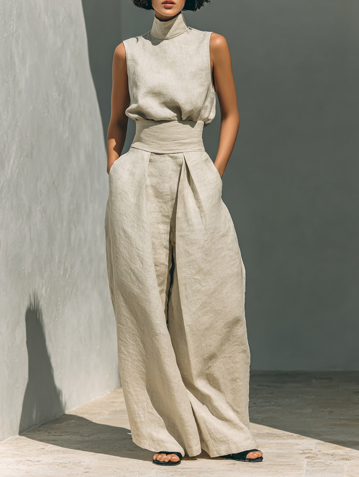 Desiree | Minimalist tanktop & wide-leg broek set