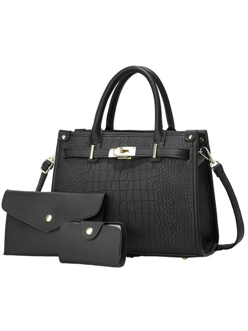 Alenor™ | Crocodile embossed grote capaciteit crossbody handtas set