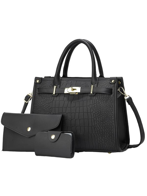 Alenor™ | Crocodile embossed grote capaciteit crossbody handtas set
