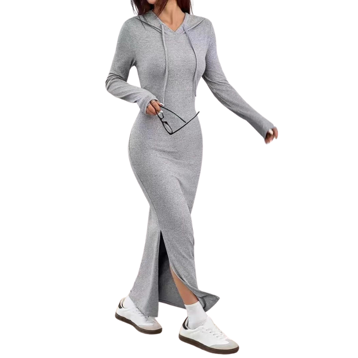 Lucy™ | Casual hooded drawstring slim fit jurk