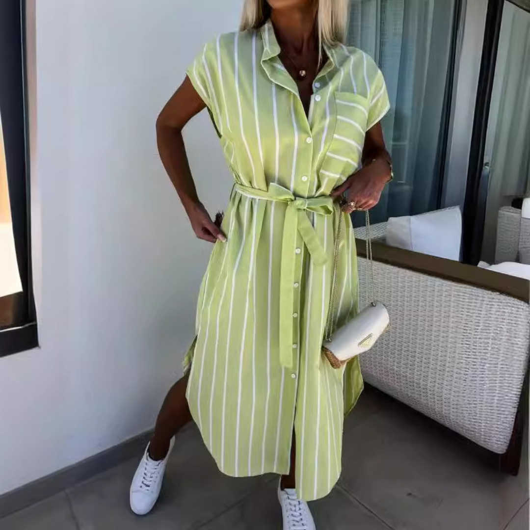 Floribeth™ | Comfy gestreepte belted casual midi jurk