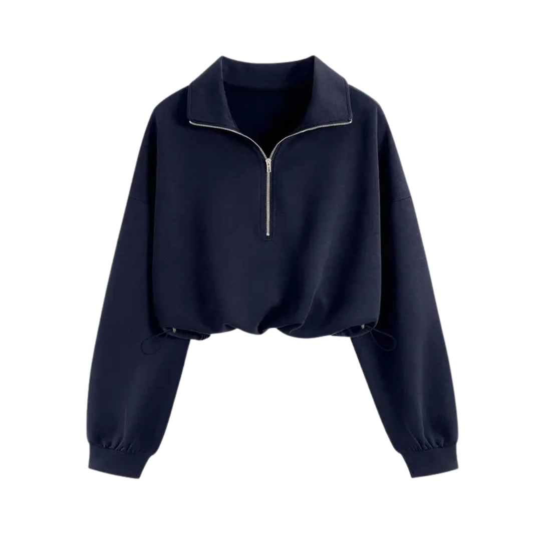 Isolene™ | Comfortabele half-zip drawstring cropped sweatshirt