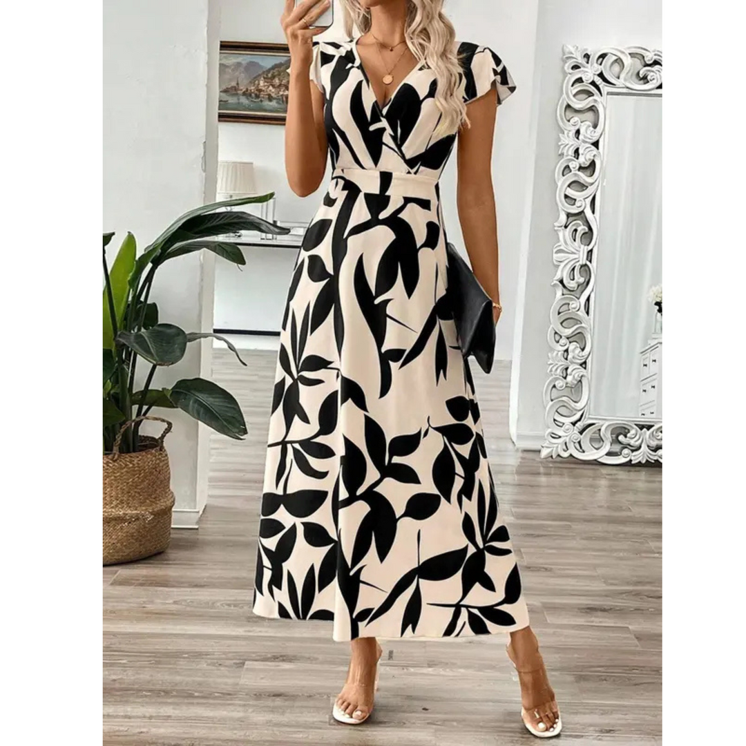 Zoella™ | Elegante summer met print short sleeve maxi jurk