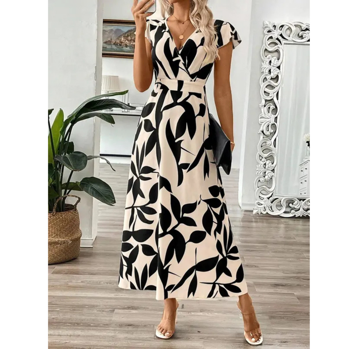 Zoella™ | Elegante summer met print short sleeve maxi jurk