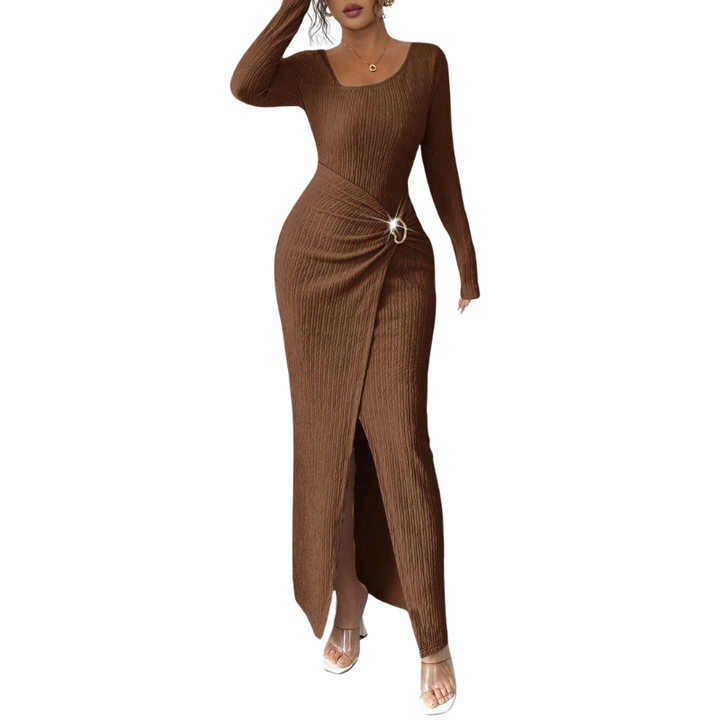 Monica™ | Stijlvolle effen kleur twisted long jurk