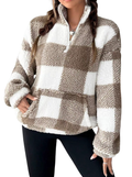 Hilary™ | Casual plaid half zip pullover