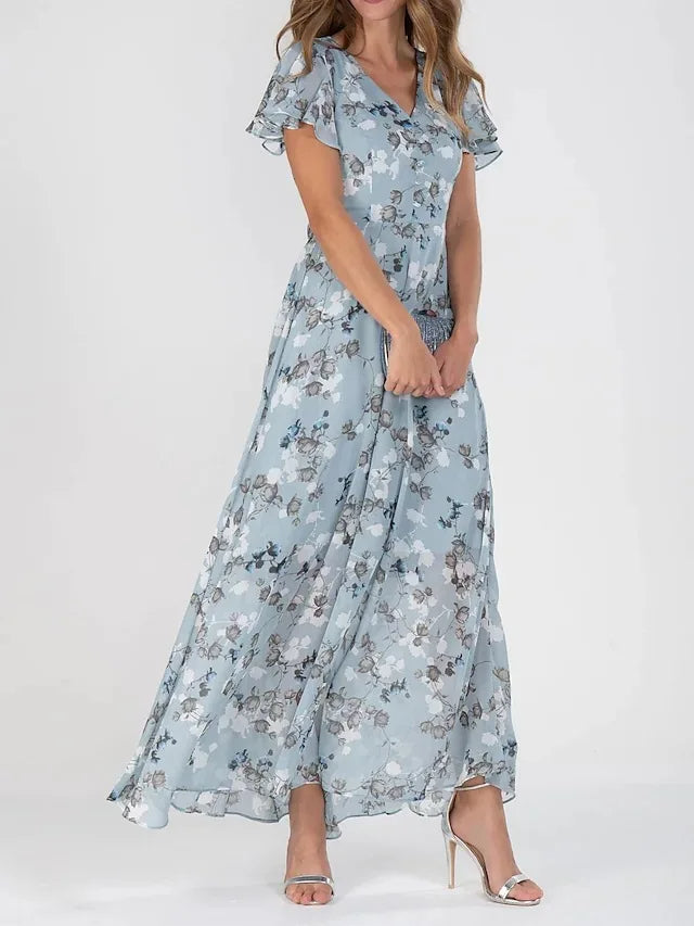 Brenda™ | Soepel vallende bloemen maxi jurk