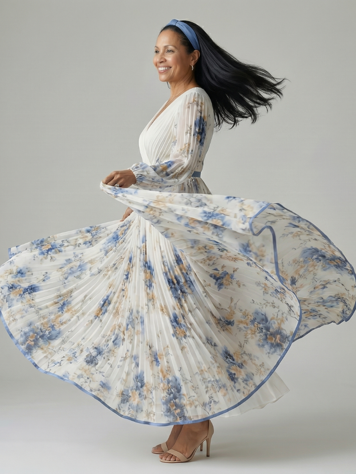 Rielle | Pleated wrap midi jurk