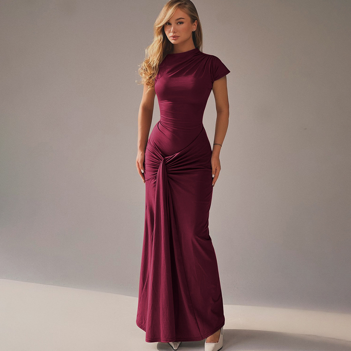 Jara™ | Elegante ruched bodycon wrap maxi jurk