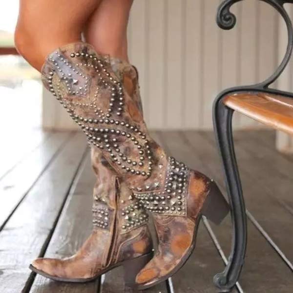 Mary | Western knee-high laarzen