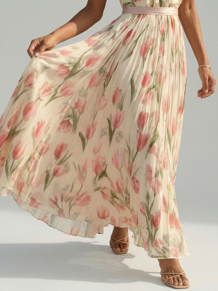 Aurelle | Halter neck bloemen midi jurk