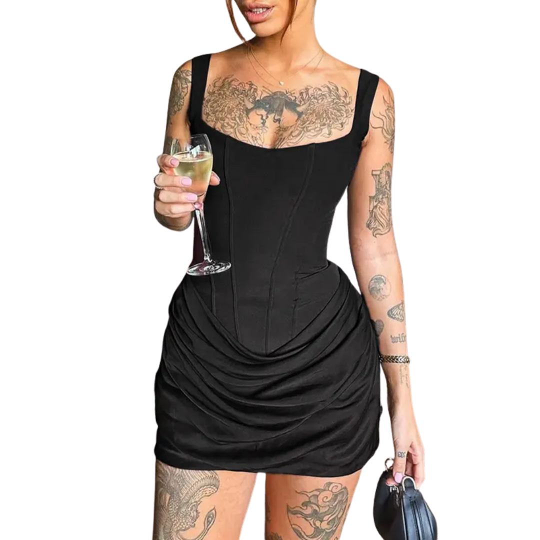Maribeth™ | Sexy ruched drawstring corset mini jurk