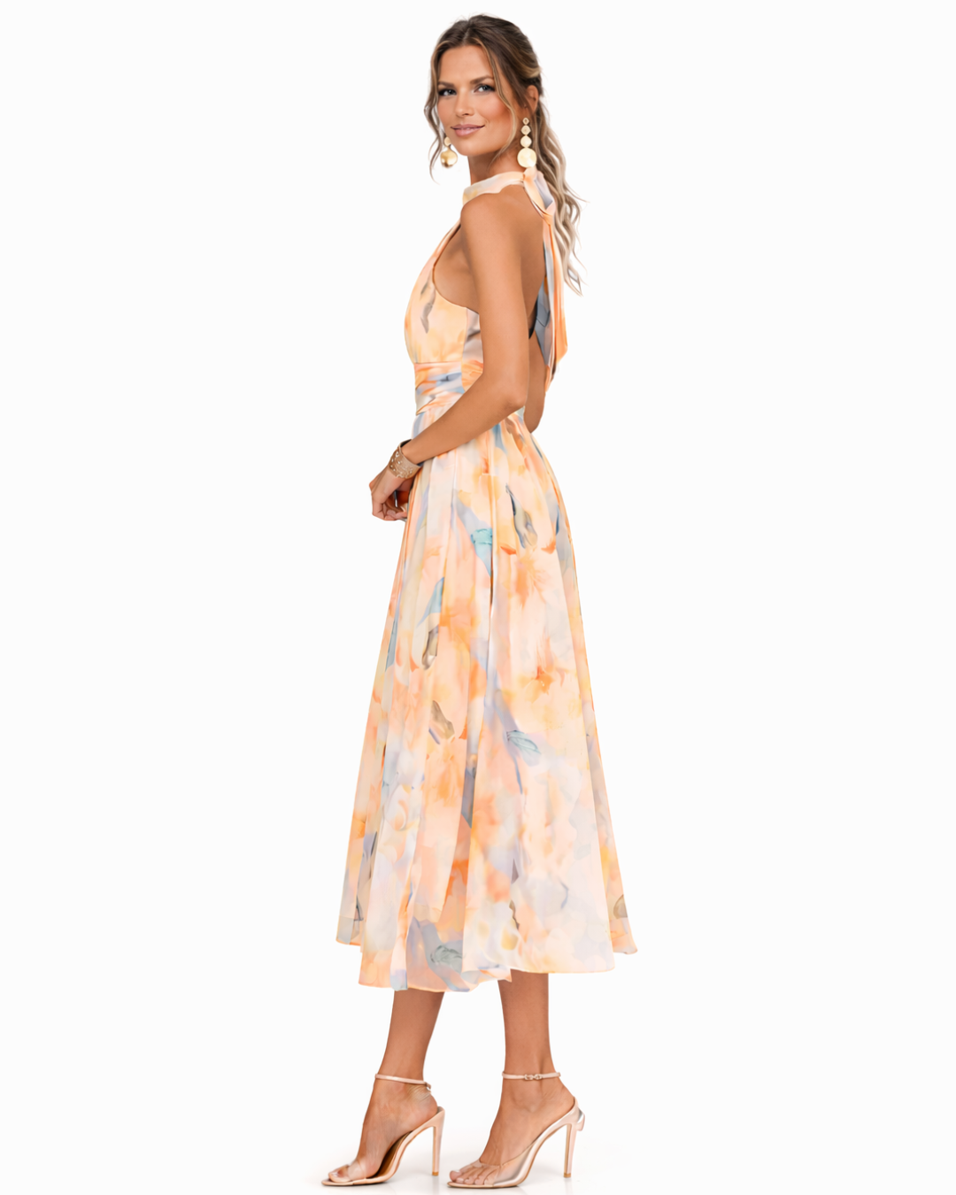 Aurora | Halter neck maxi jurk with watercolour print