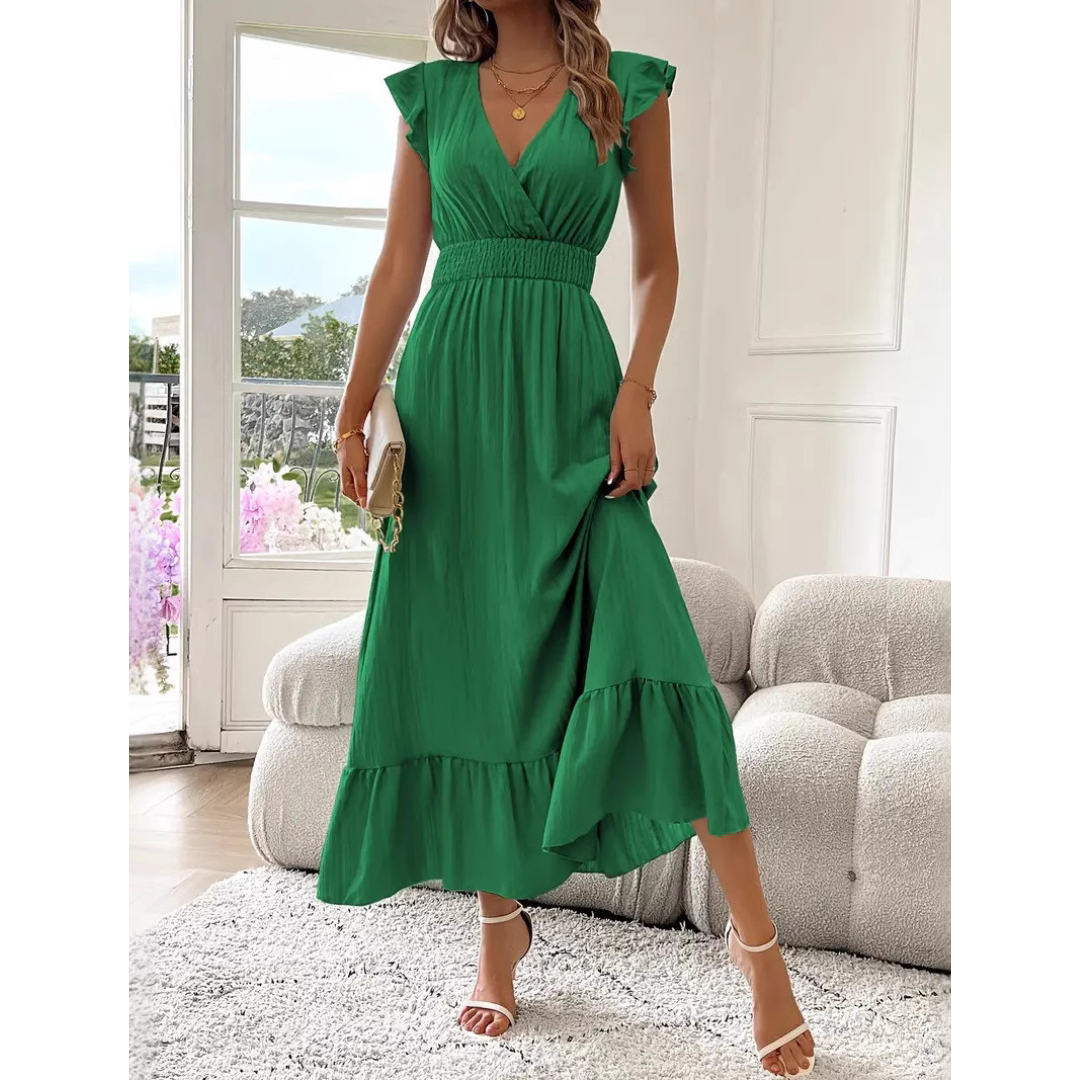 Avaleri™ | Elegante shirred V-hals summer maxi jurk