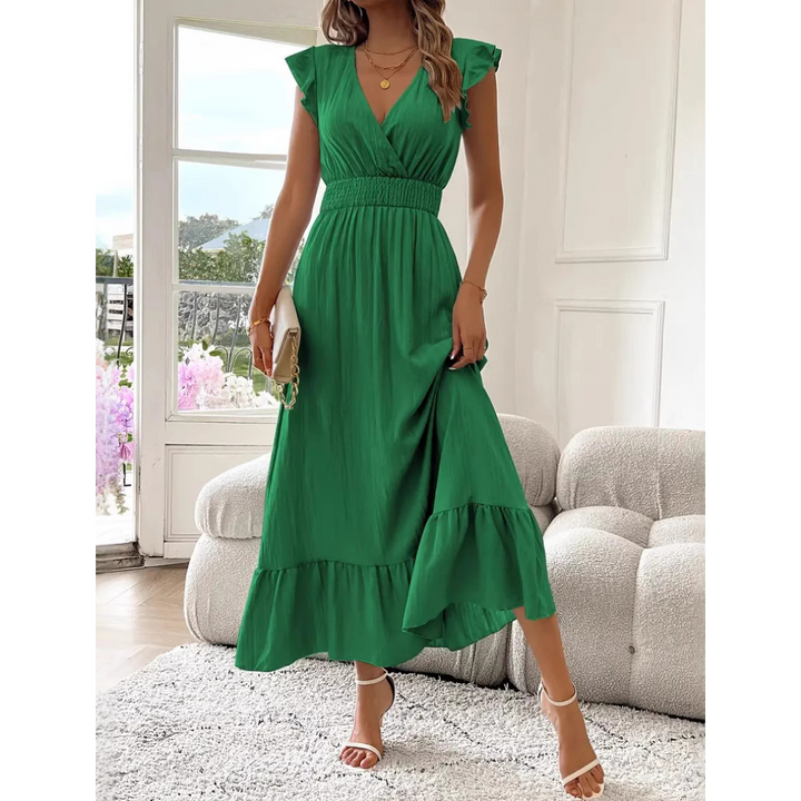 Avaleri™ | Elegante shirred V-hals summer maxi jurk