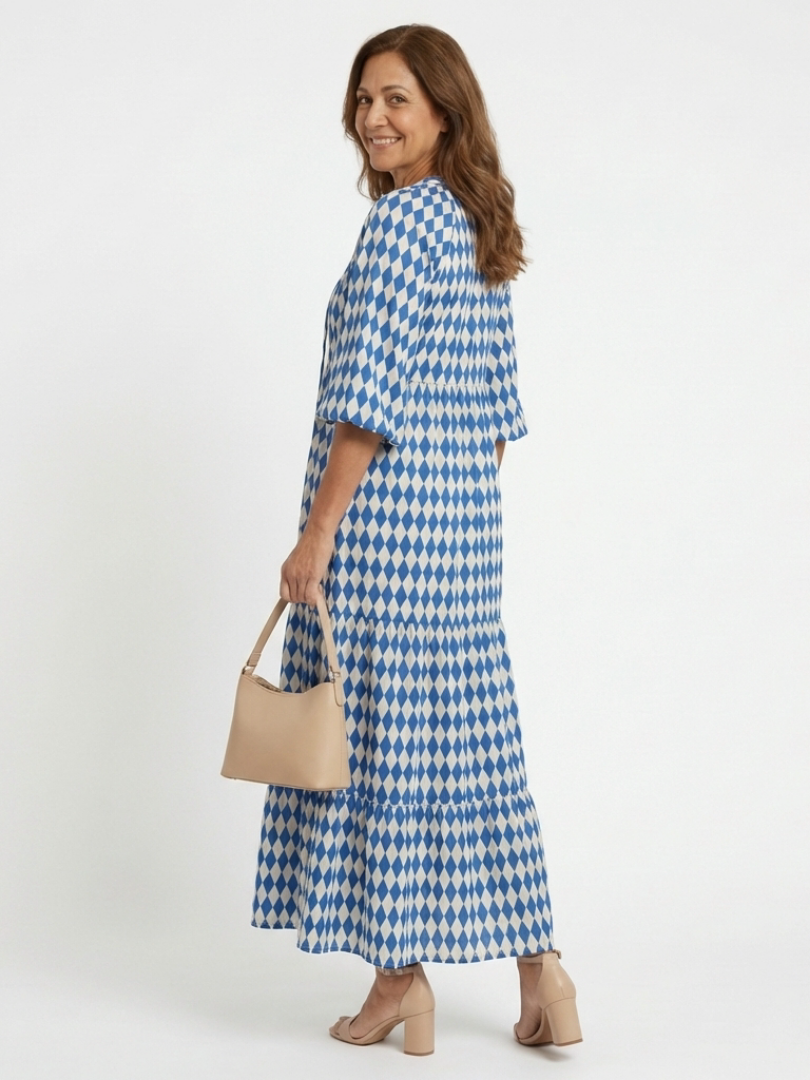 Sara | Diamond print maxi jurk