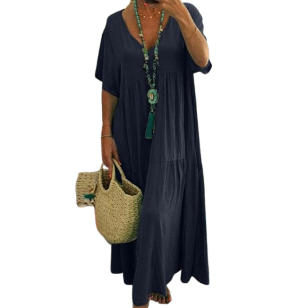 Viviani™ | Comfy V-hals casual ruffle boho jurk