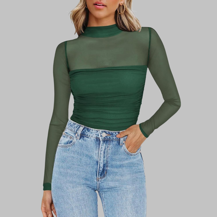 Vega™ | Chique sheer mesh see-through lange mouwen top