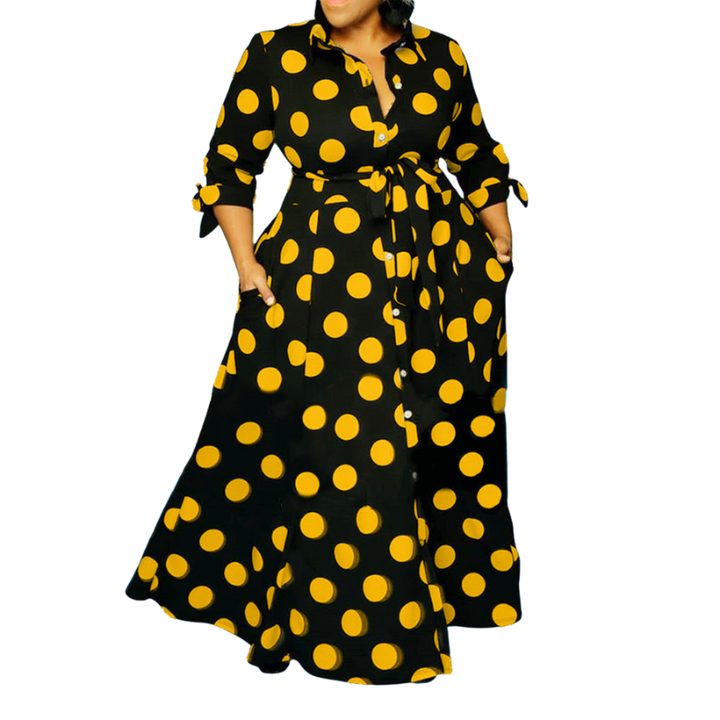 Marie™ | Stijlvolle polka dot shirtjurk met riem