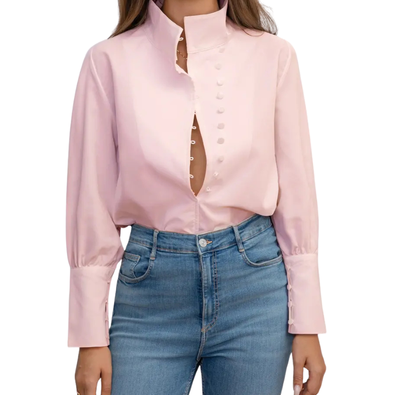 Roxie™ | Elegante lange mouwen stand collar shirt
