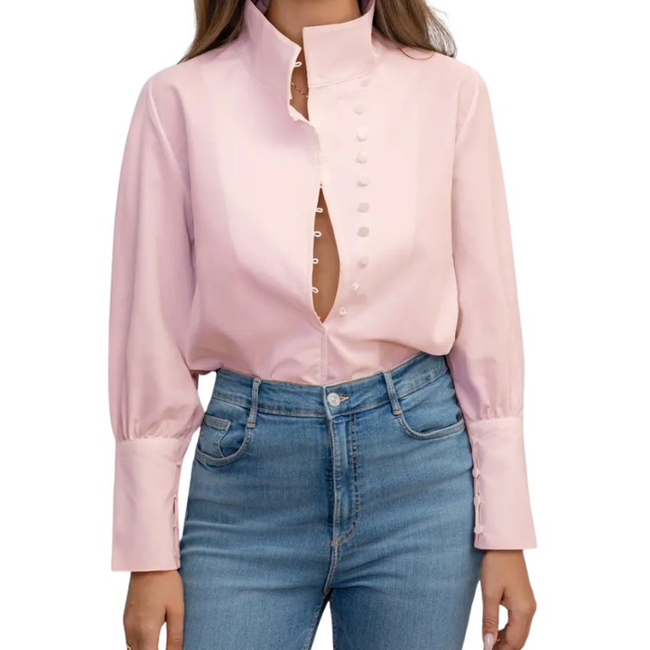 Roxie™ | Elegante lange mouwen stand collar shirt