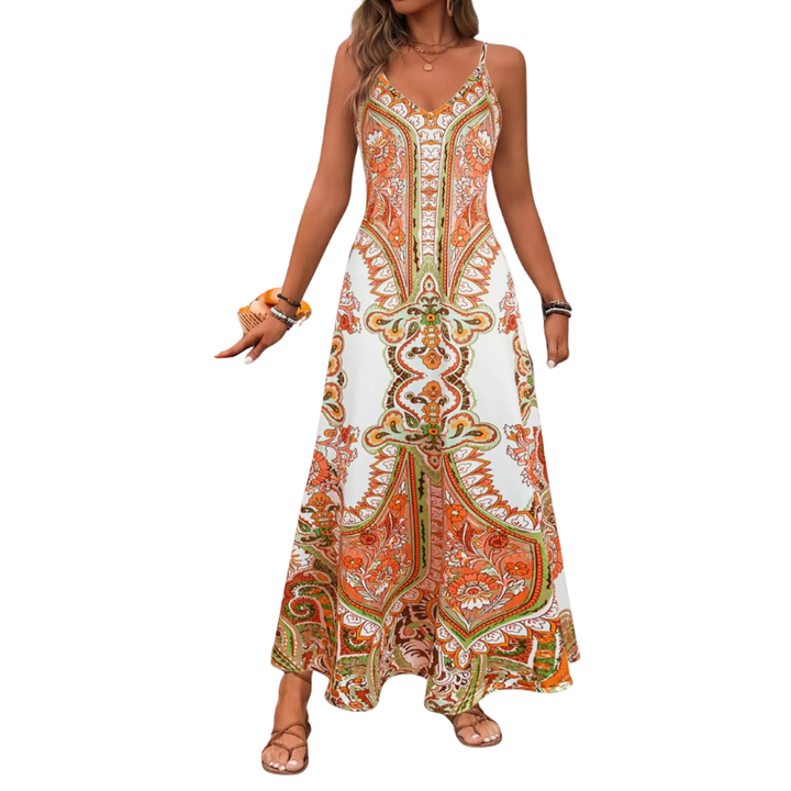 Trish™ | Elegante bloemen print zonder mouwen jurk