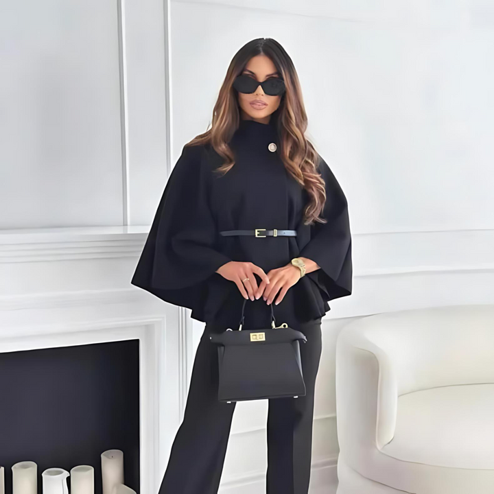 Fenith™ | Classy high neck belted cape top