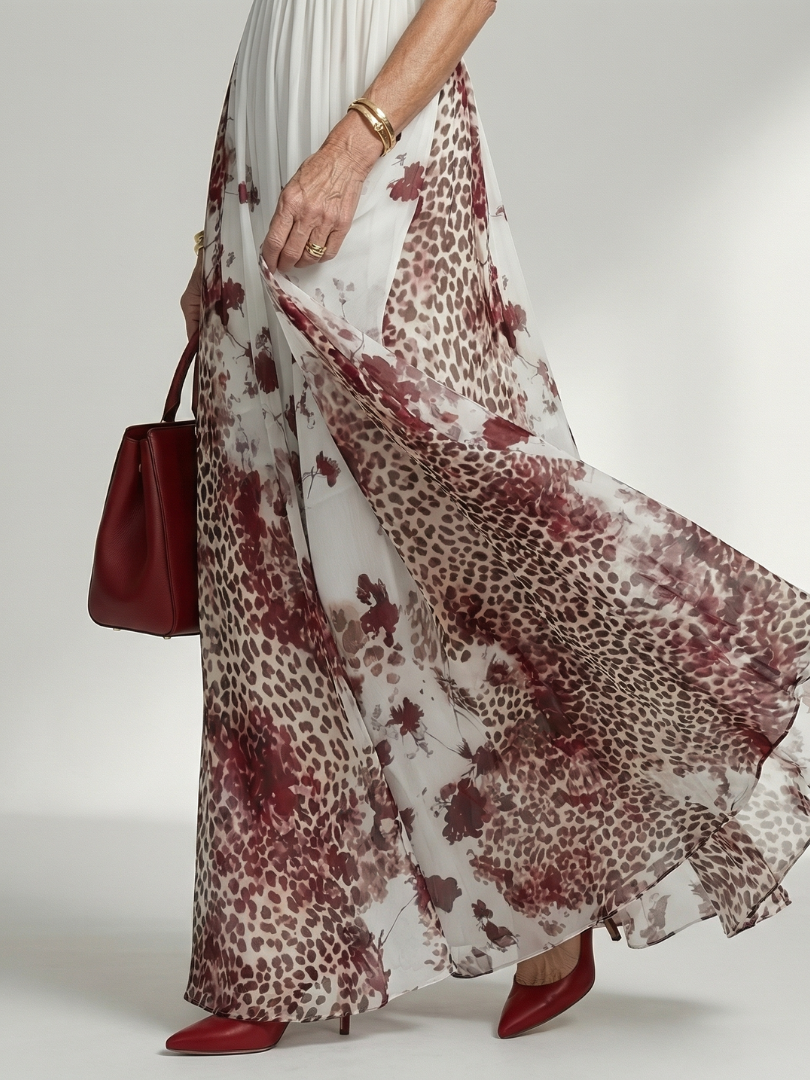 Orlune | Pleated white maxi jurk