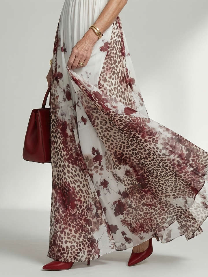 Orlune | Pleated white maxi jurk