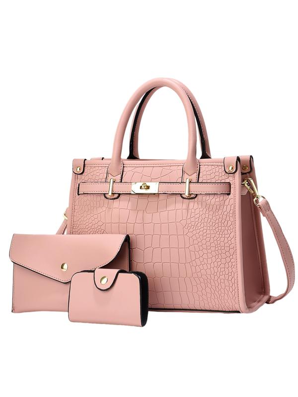 Alenor™ | Crocodile embossed grote capaciteit crossbody handtas set