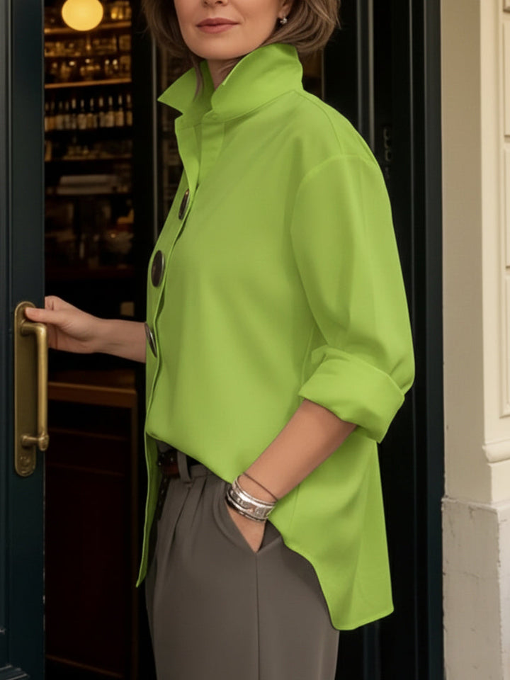Ava | Stand collar button blouse