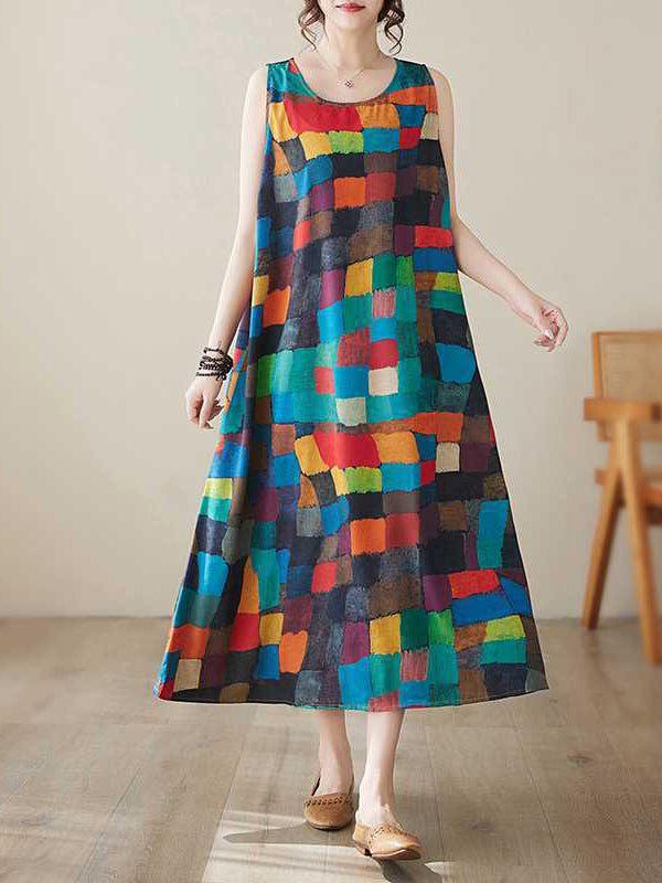 Belle | Jurk with colourful squares