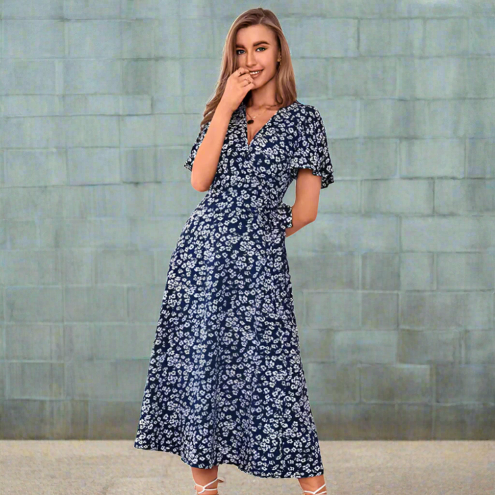 Dalisay™ | Plus size V-hals flounce sleeve zomerjurk