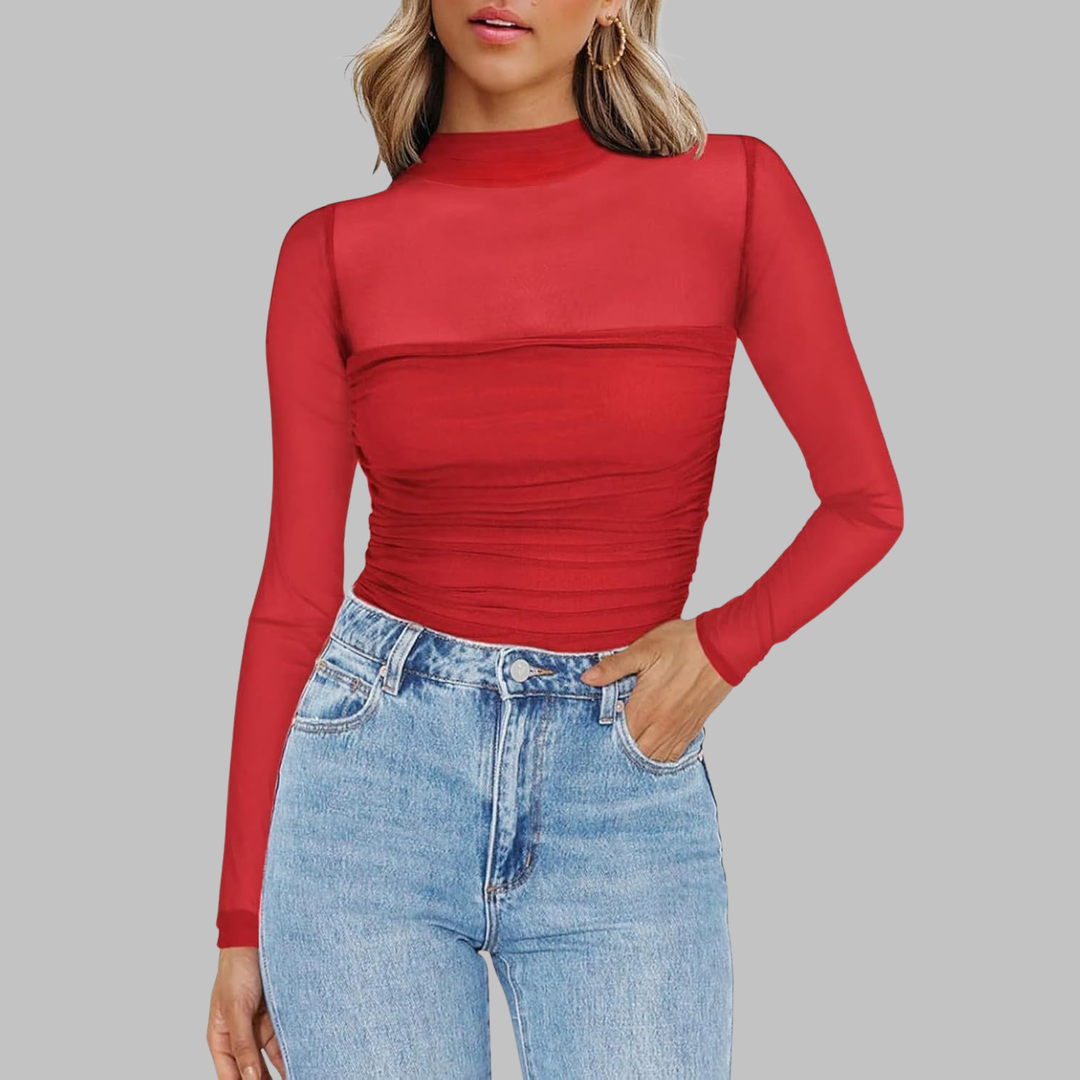 Vega™ | Chique sheer mesh see-through lange mouwen top