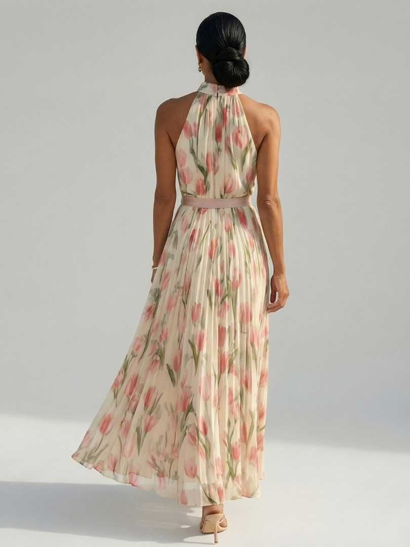 Aurelle | Halter neck bloemen midi jurk