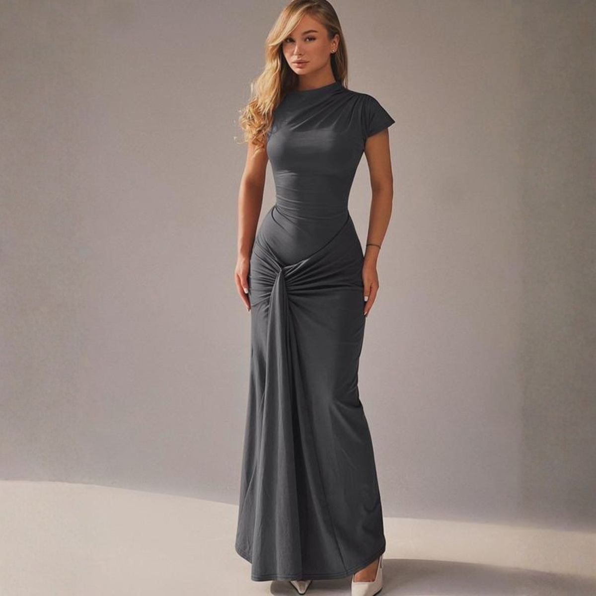 Lola™ | Elegante wrap ruched bodycon formal jurk