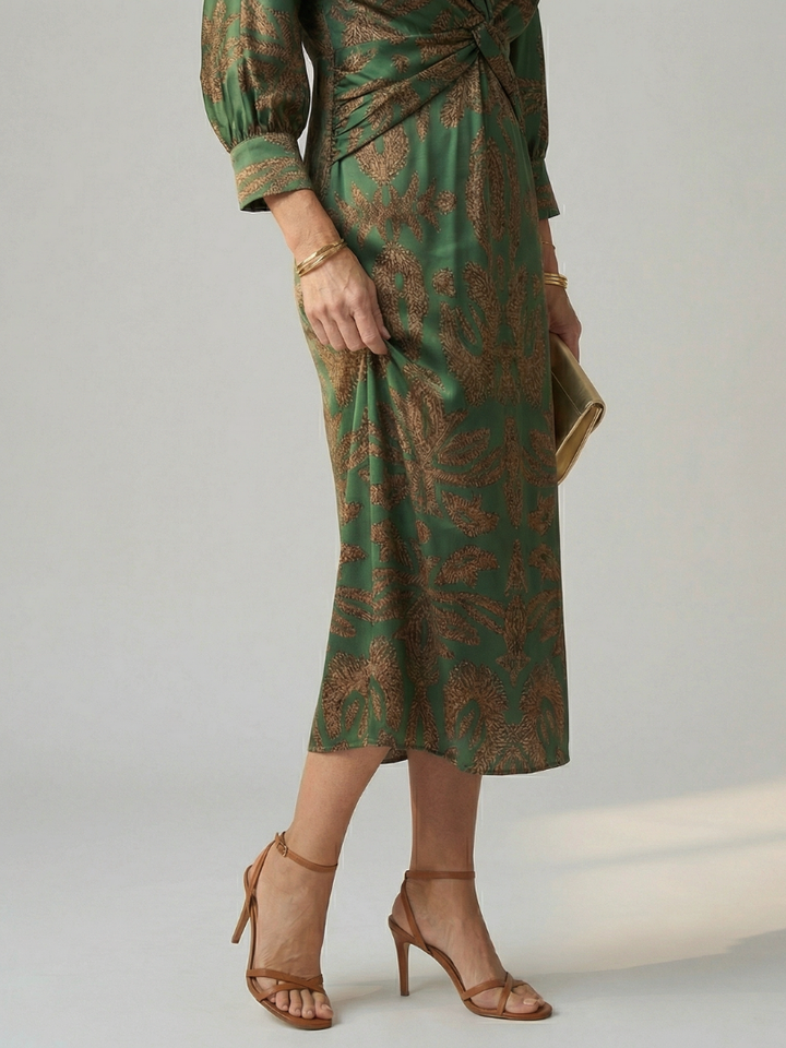 Lune | Natural wrap midi jurk