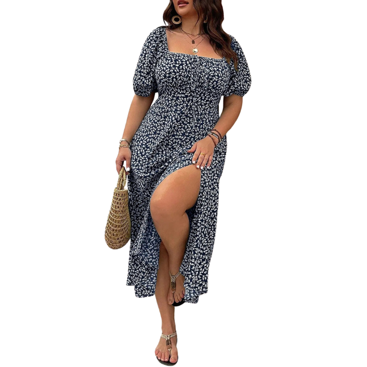 Serene™ | Elegante plus size tie front bloemenjurk