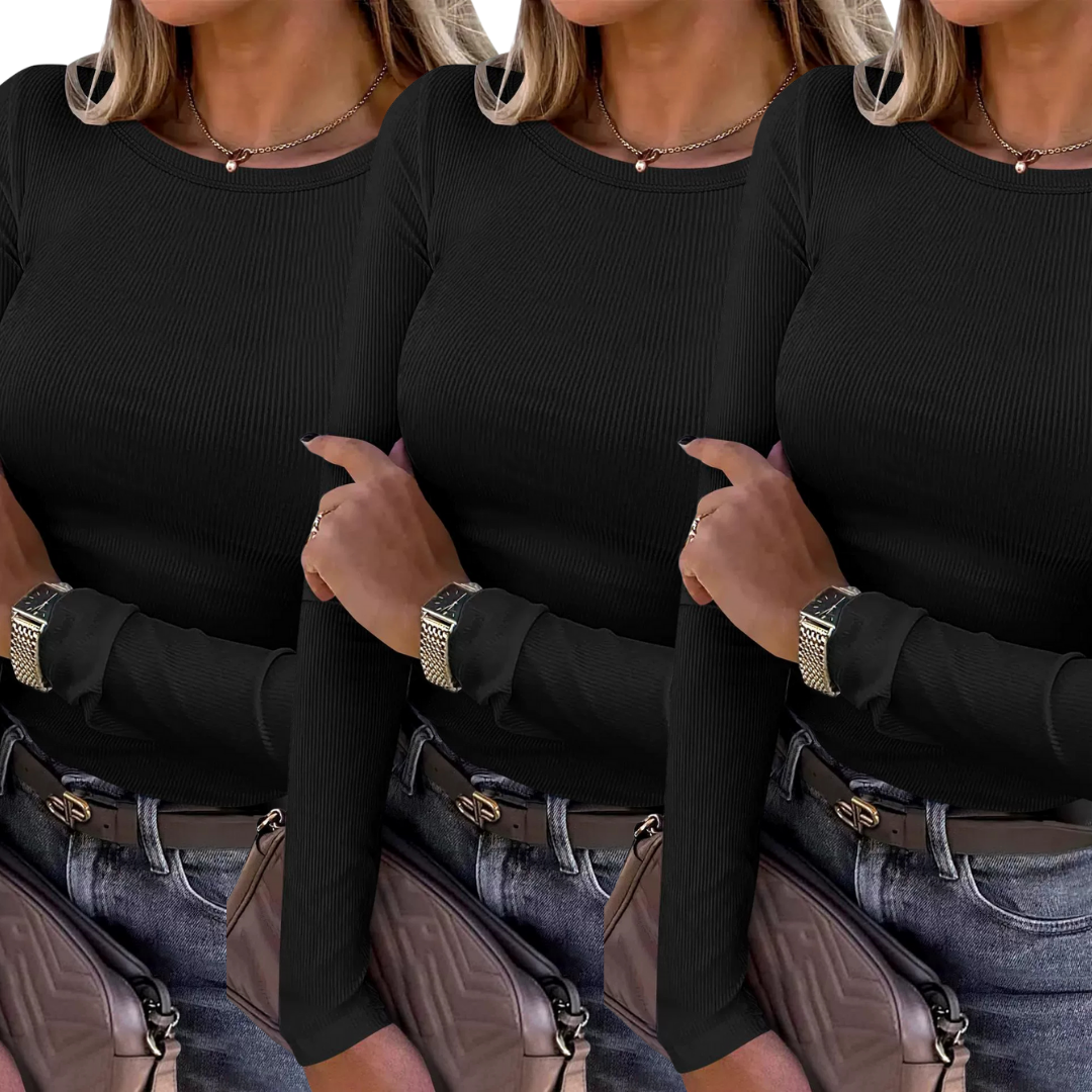 Karin™ | Basic comfortabele ribbed crewneck shirt